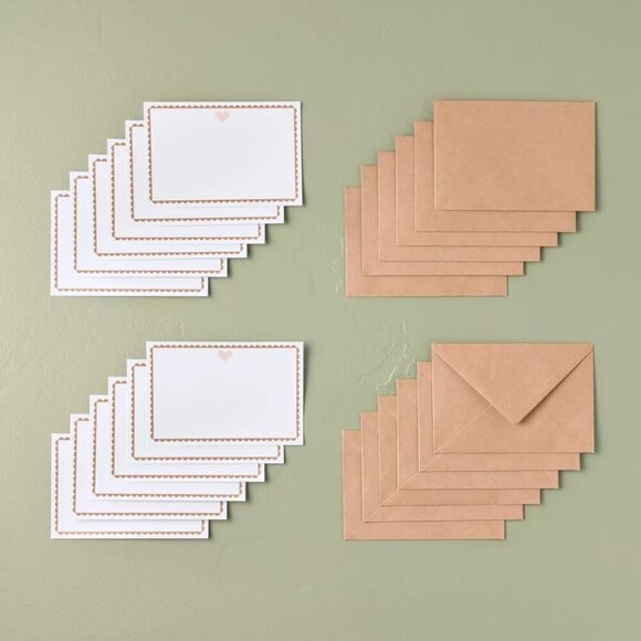 Hearth & Hand Magnolia 24ct‎ Valentine's Day Embossed Heart Blank Greeting Cards - Picture 1 of 6